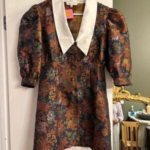 SOLD Dressed in LALA Libra Season Jacquard Floral Mini Dress